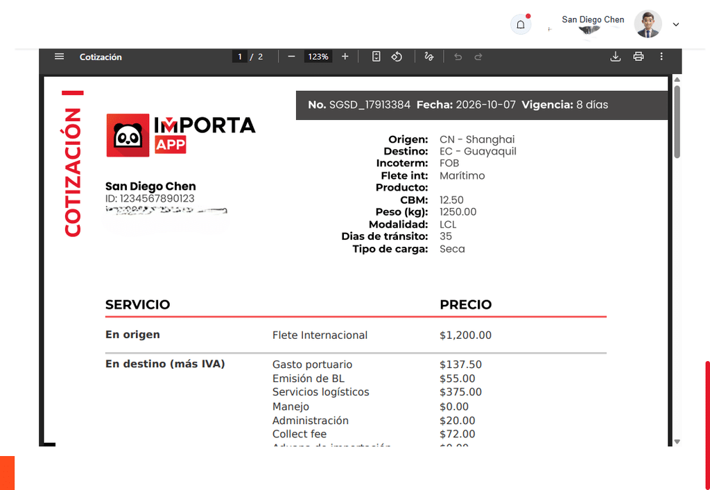 Cotiza tu Importación en 30 Segundos y Empieza a Importar 2 Cotización de tu importación desde China con origen, destino, medio de transporte y modalidad